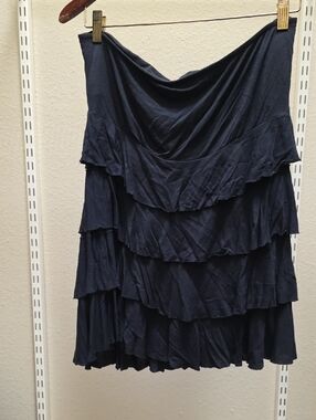 Black Tiered Ruffle Strapless Top